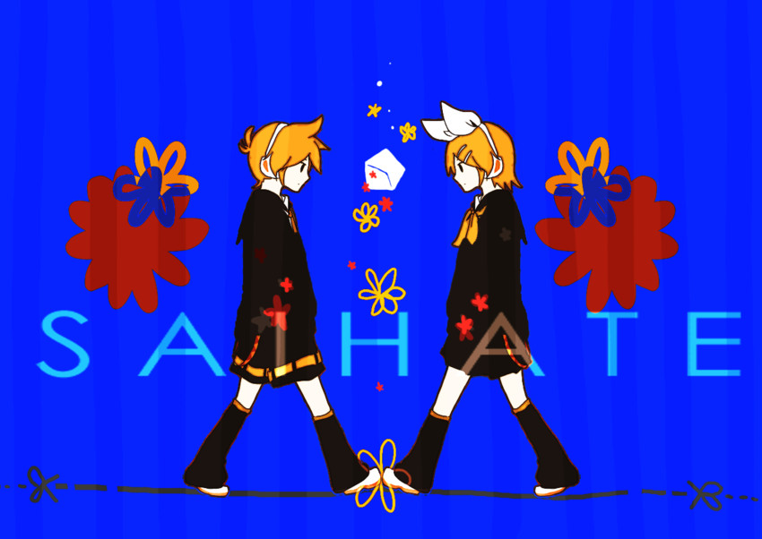 kagamine rin and kagamine len (vocaloid and 1 more) drawn by aki_komo