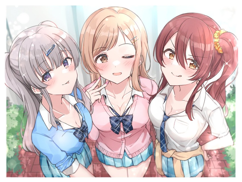 sakuragi mano, osaki tenka, and yukoku kiriko (idolmaster and 1 more) drawn by shiitake_taishi
