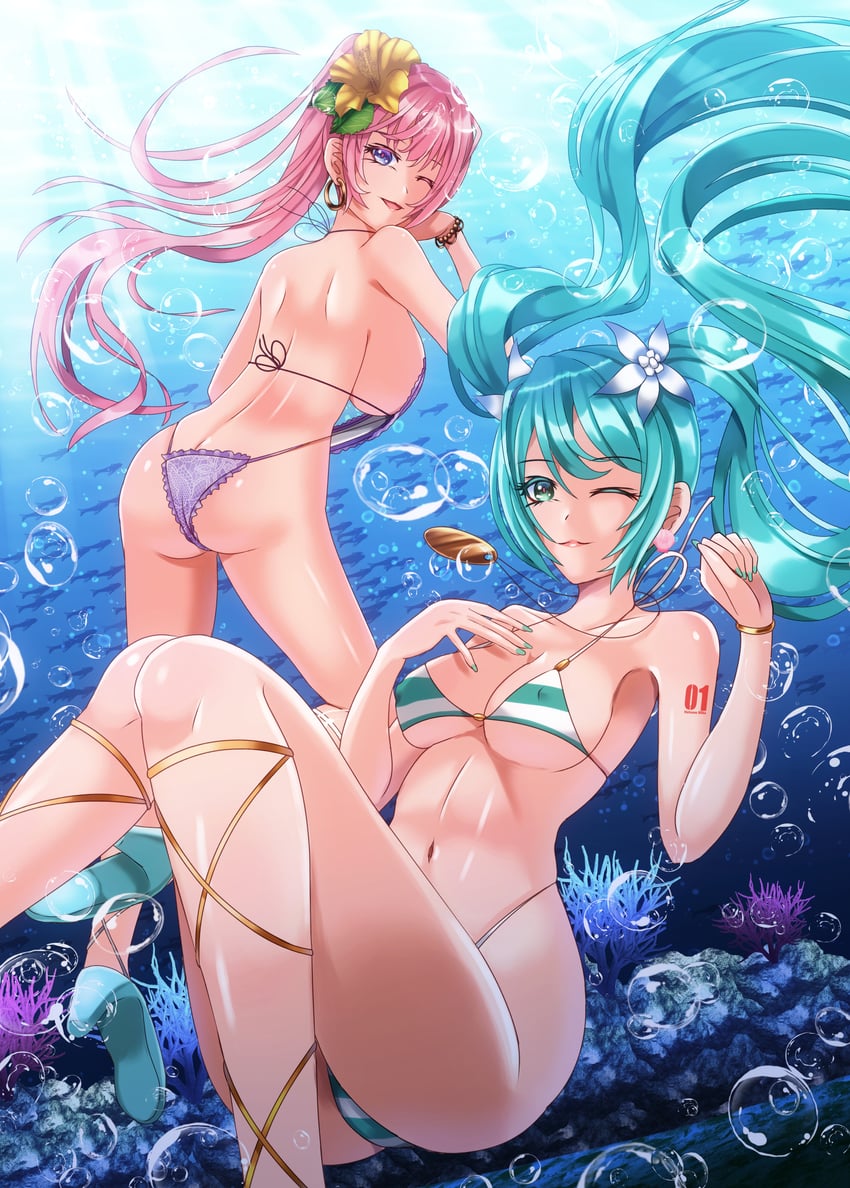hatsune miku and megurine luka (vocaloid) drawn by fuyuki_jun