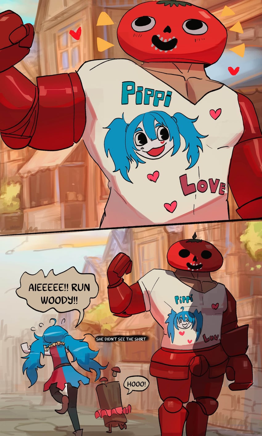 pippi panini, woody the mockstump, and lord tomata (original) drawn by basedbinkie