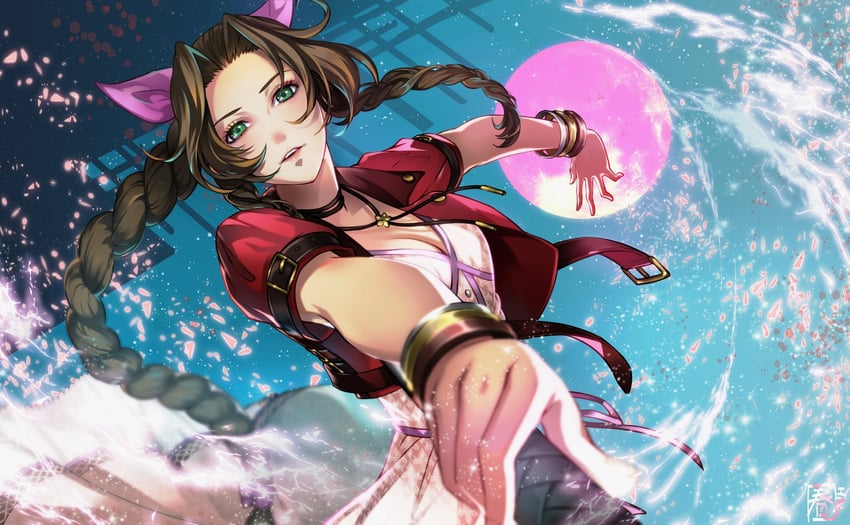 aerith gainsborough (final fantasy and 2 more) drawn by halu-ca