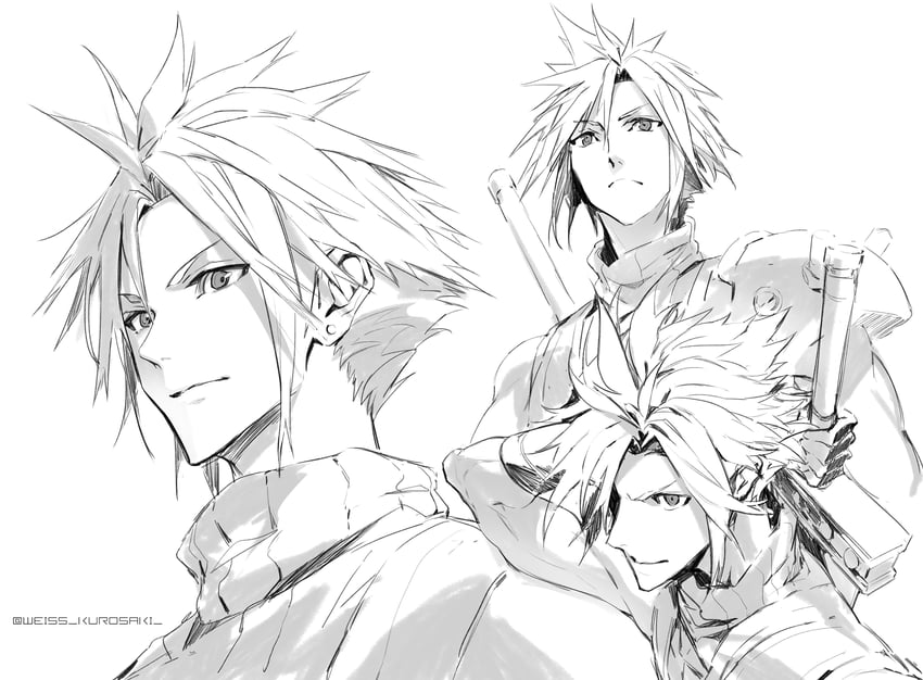 cloud strife (final fantasy and 2 more) drawn by legacy_zechs