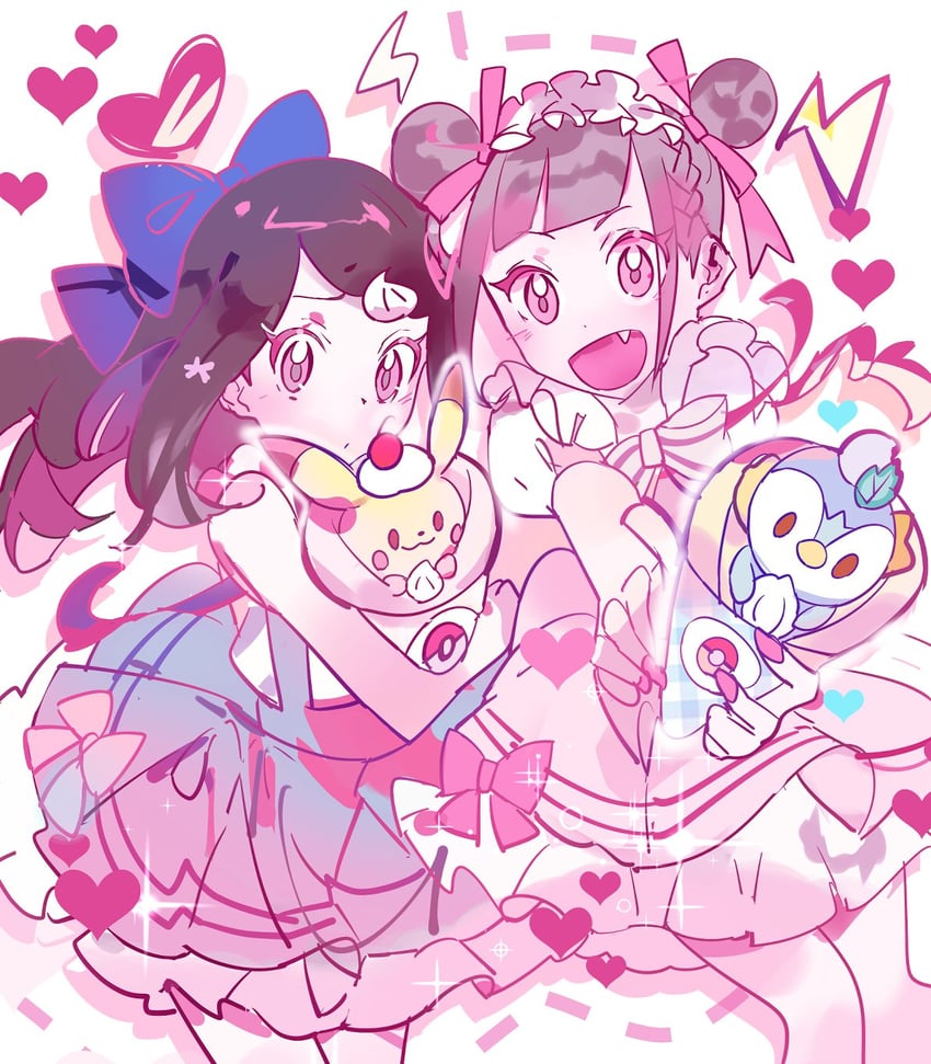 pikachu, piplup, liko, and ann (pokemon and 1 more) drawn by noah_(nowlifeyell)