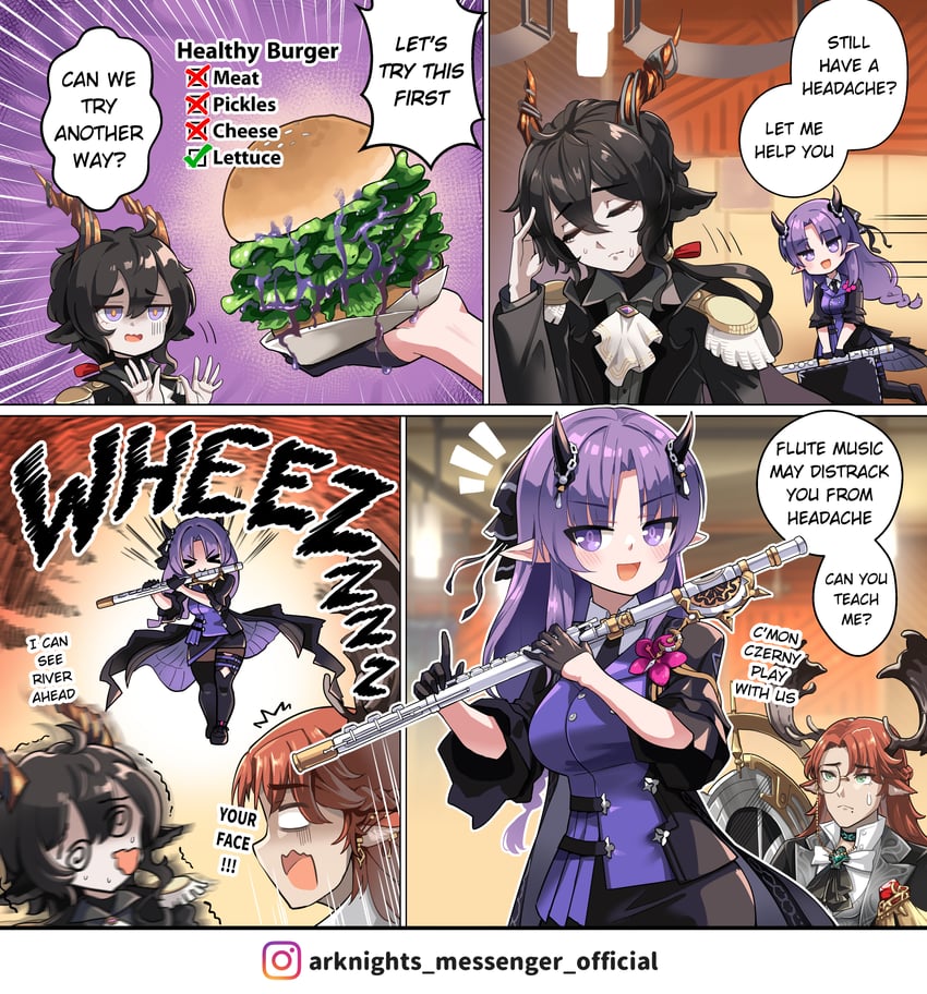 ebenholz, hibiscus, hibiscus the purifier, and czerny (arknights) drawn by hm_(hmongt)