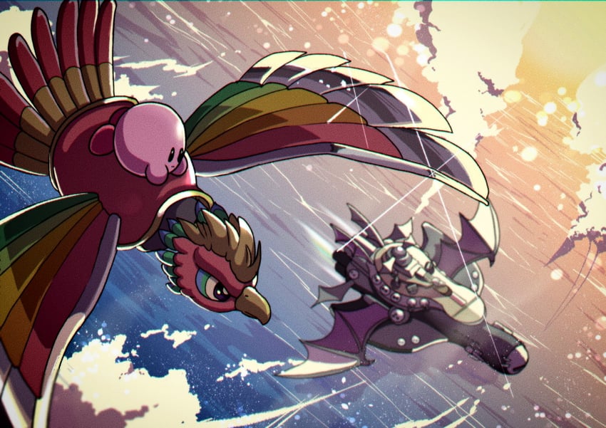 kirby and dyna blade (kirby and 1 more) drawn by mokichi_(4exezmfsatnhsm5)