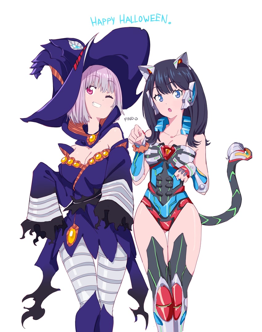 takarada rikka, shinjou akane, gridman, and anti (gridman universe and 1 more) drawn by findoworld