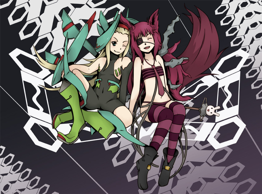 momoko and arc (ar tonelico and 1 more) drawn by gokashi