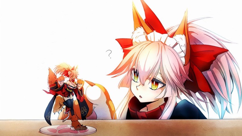 tamamo and tamamo cat (fate and 1 more) drawn by lytlennier