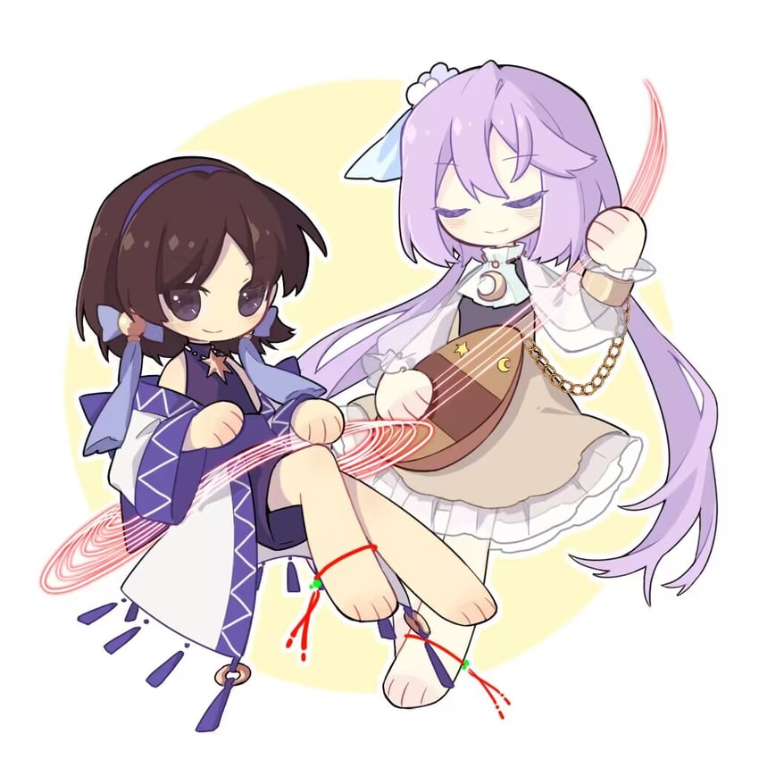 tsukumo benben and tsukumo yatsuhashi (touhou) drawn by beichen_xiaobei