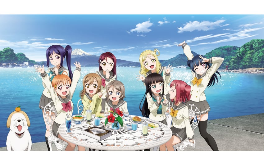 watanabe you, tsushima yoshiko, sakurauchi riko, takami chika, matsuura kanan, and 5 more (love live! and 1 more)