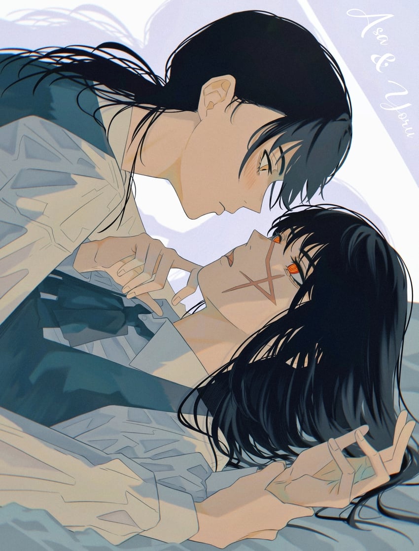 yoru and mitaka asa (chainsaw man) drawn by yumu_(8181018)