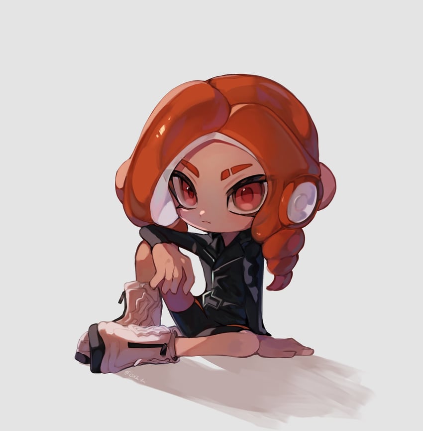 octoling player character and octoling girl (splatoon and 1 more) drawn by ebio(evi3_da)
