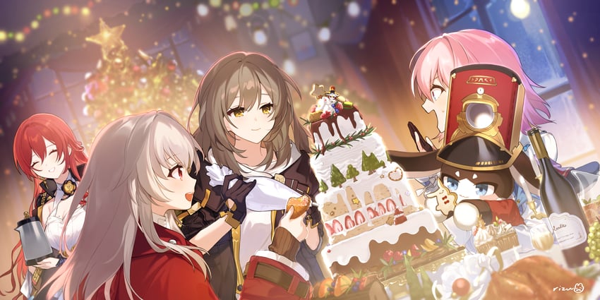 trailblazer, stelle, march 7th, himeko, pom-pom, and 1 more (honkai and 1 more) drawn by rizu033
