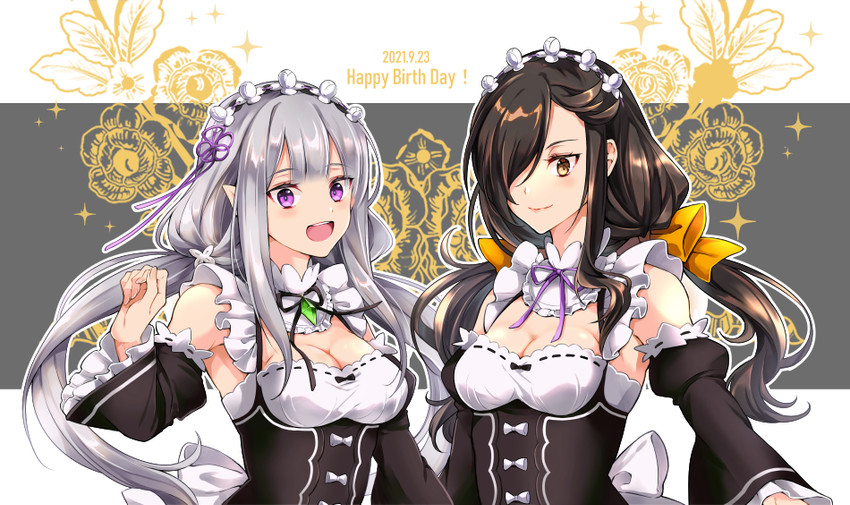 emilia, natsuki subaru, and natsumi schwarz (re:zero kara hajimeru isekai seikatsu) drawn by buu_(buu02)