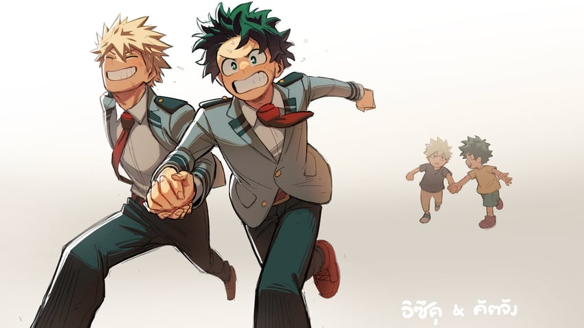 midoriya izuku and bakugou katsuki (boku no hero academia) drawn by lc._universe