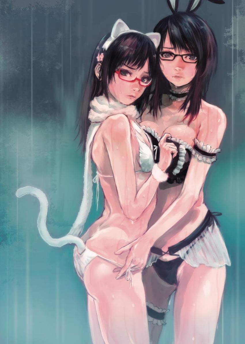 kozukata yuuri and hinasaki miu (fatal frame and 1 more) drawn by gauss_<bokashi