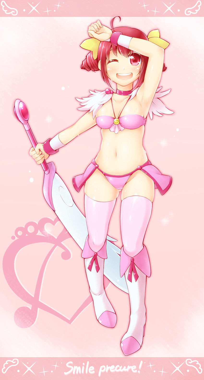 hoshizora miyuki and cure happy (precure and 1 more) drawn by arakawa_tarou