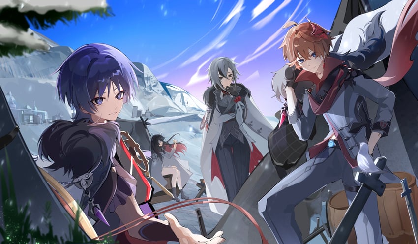 scaramouche, tartaglia, arlecchino, and columbina (genshin impact) drawn by suyi42478390