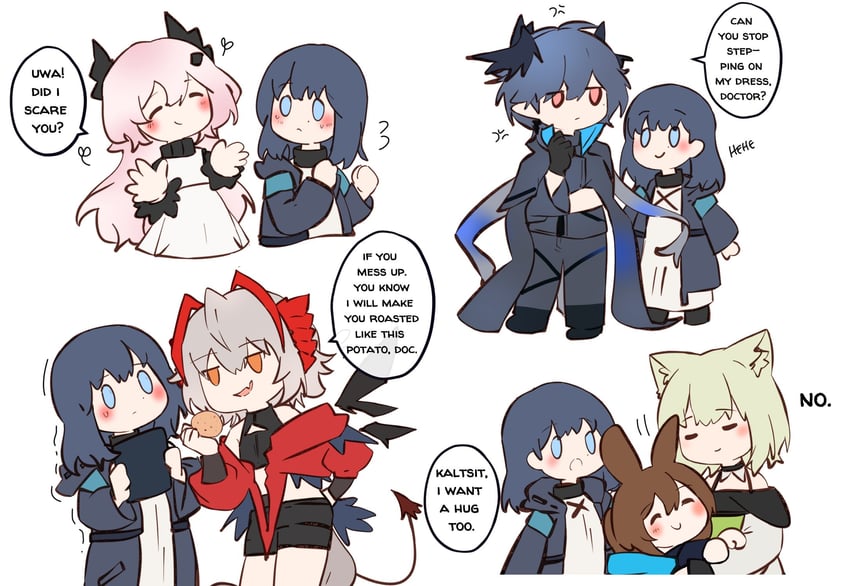 doctor, amiya, kal'tsit, w, theresa, and 3 more (arknights) drawn by arya_melati