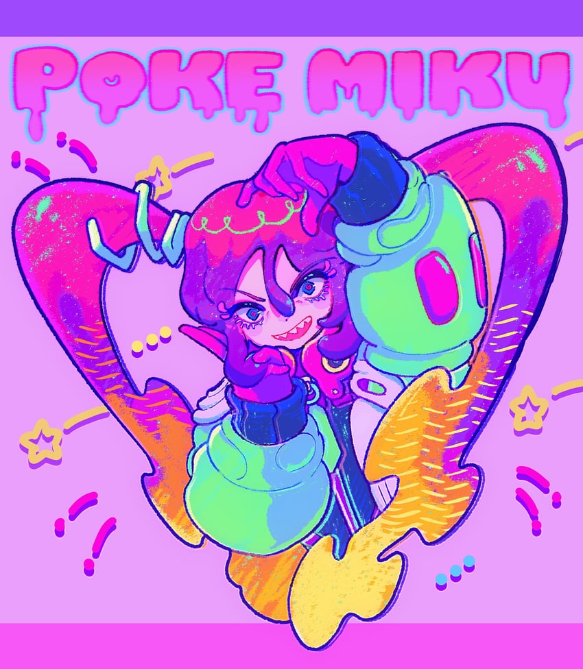 hatsune miku and poison miku (pokemon and 2 more) drawn by fadesir