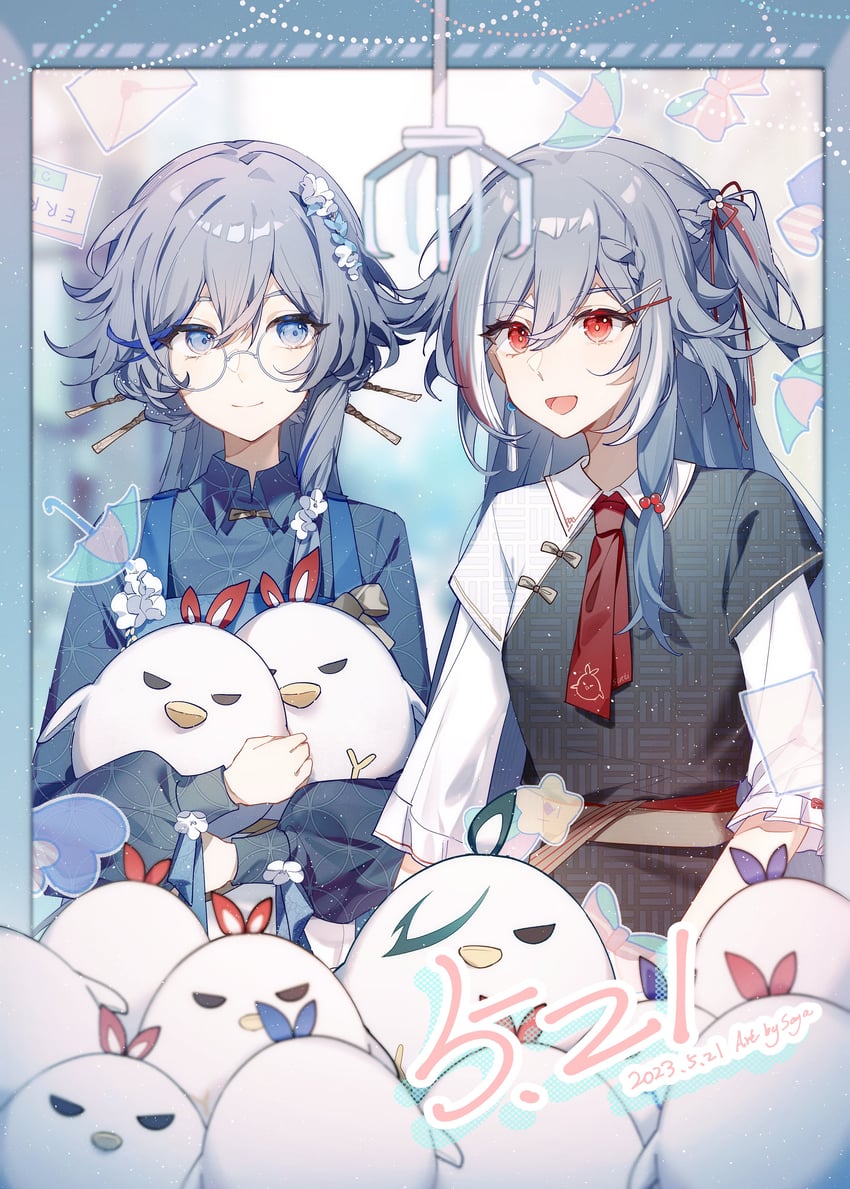 fu hua, herrscher of sentience, and jingwei (honkai and 1 more) drawn by saya_atang