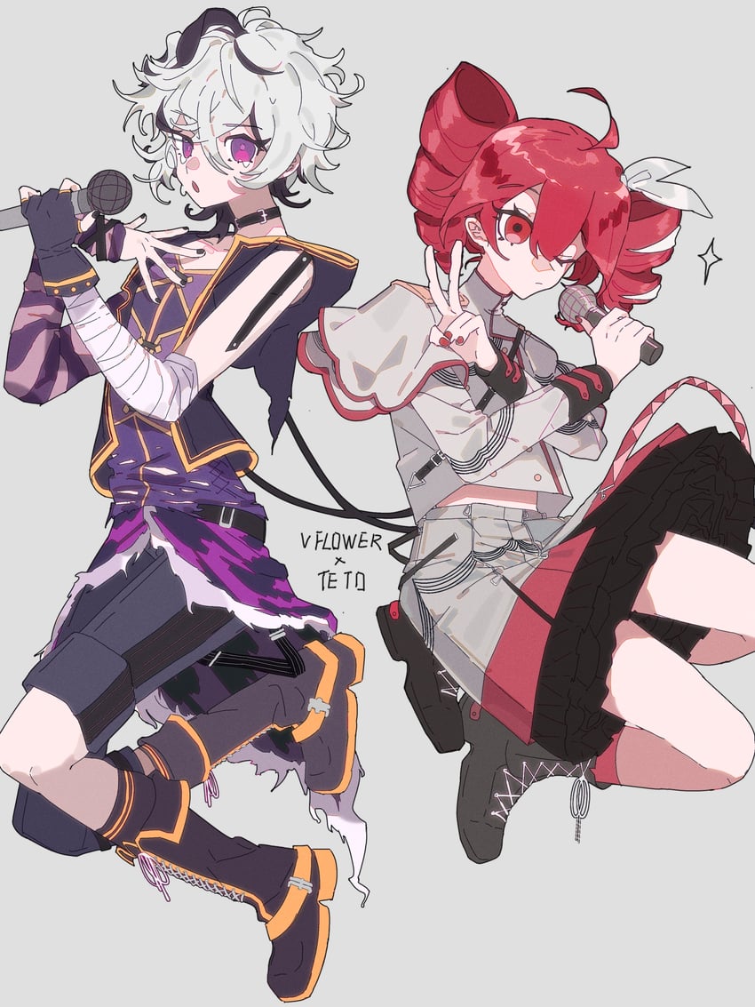 kasane teto and flower (vocaloid and 2 more) drawn by tuz4a