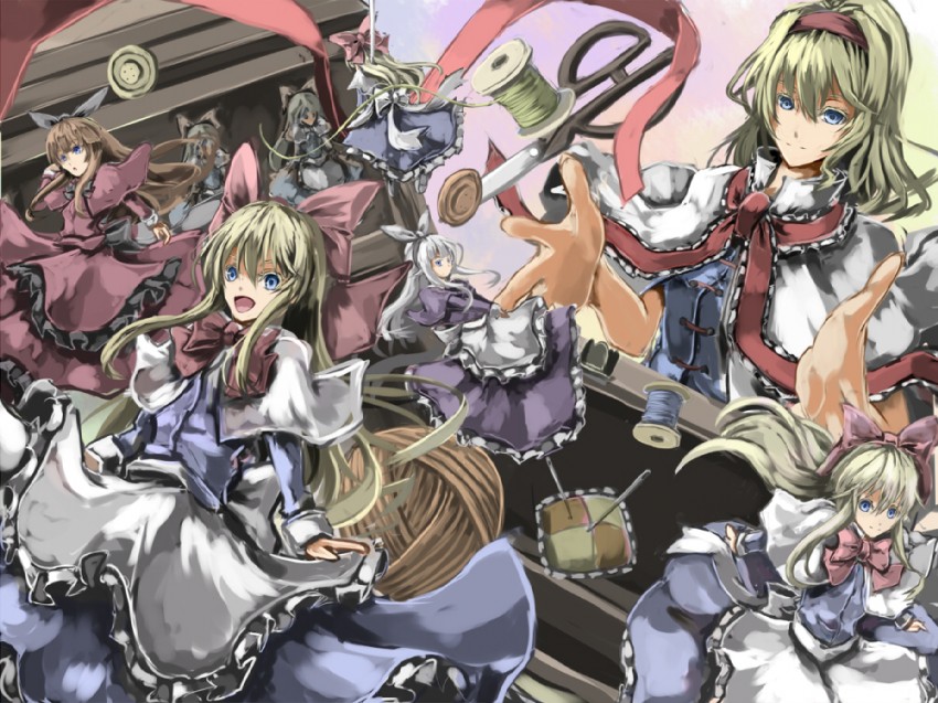 alice margatroid, shanghai doll, and hourai doll (touhou) drawn by uutan_(shibainu_kakumei)