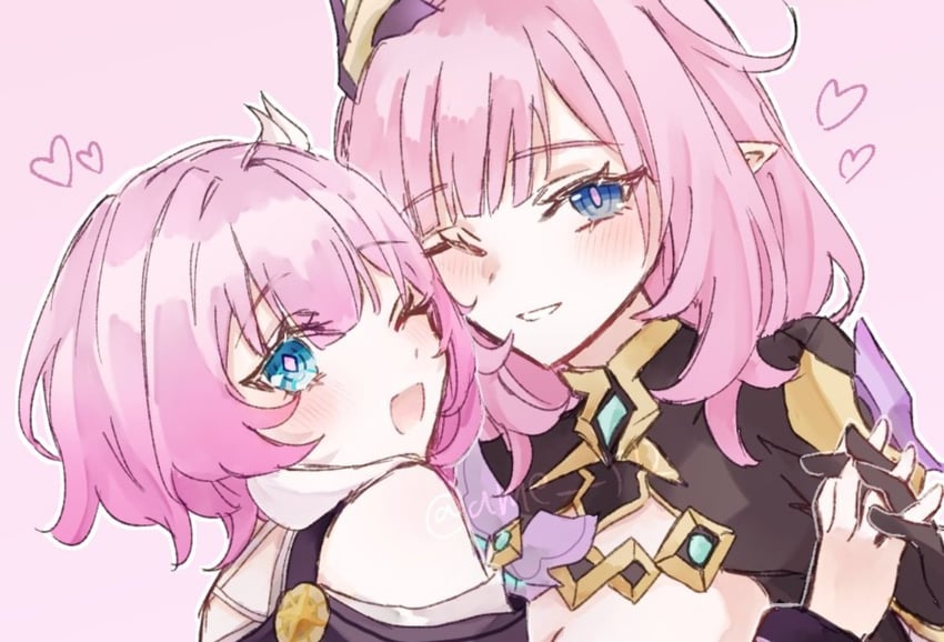 elysia, cyrene, inoue marina, and yanning (honkai and 2 more) drawn by ame_00531