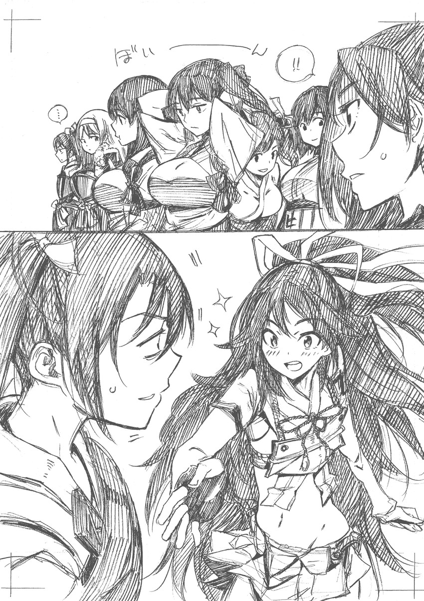 kaga, akagi, zuikaku, shoukaku, souryuu, and 2 more (kantai collection) drawn by kojima_takeshi