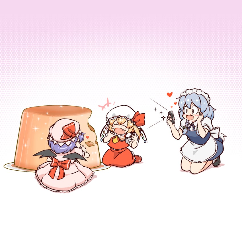 remilia scarlet, flandre scarlet, and izayoi sakuya (touhou) drawn by mirae_somang