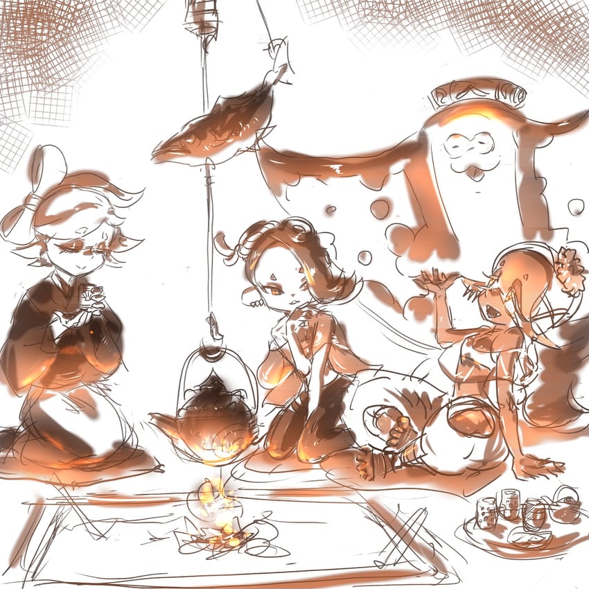 shiver, frye, big man, and marie (splatoon and 1 more) drawn by koharu2.5
