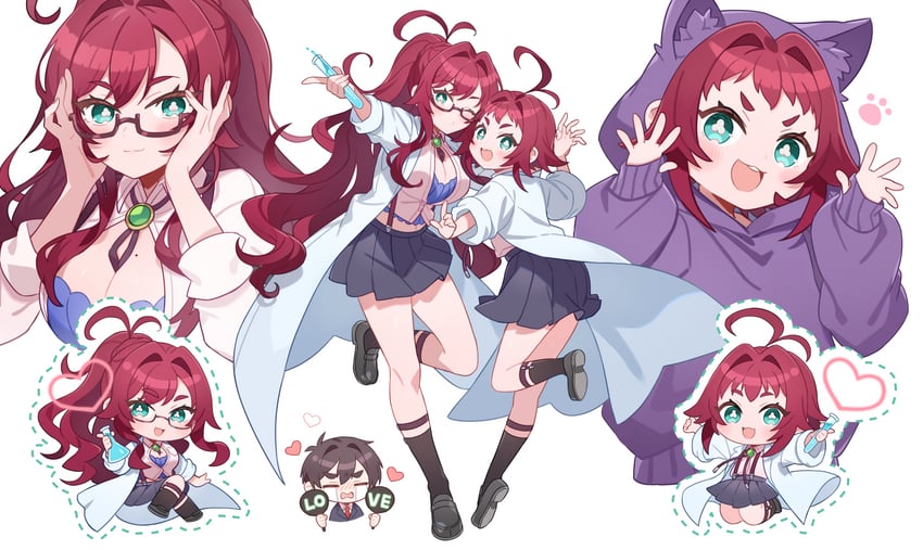 aijou rentarou and yakuzen kusuri (kimi no koto ga dai dai dai dai daisuki na 100-nin no kanojo) drawn by kanyoko_(yuzukano_17)