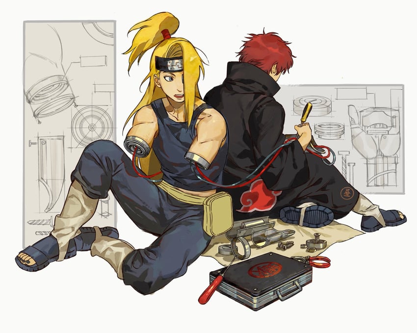 deidara and sasori (naruto and 1 more) drawn by sansanpai