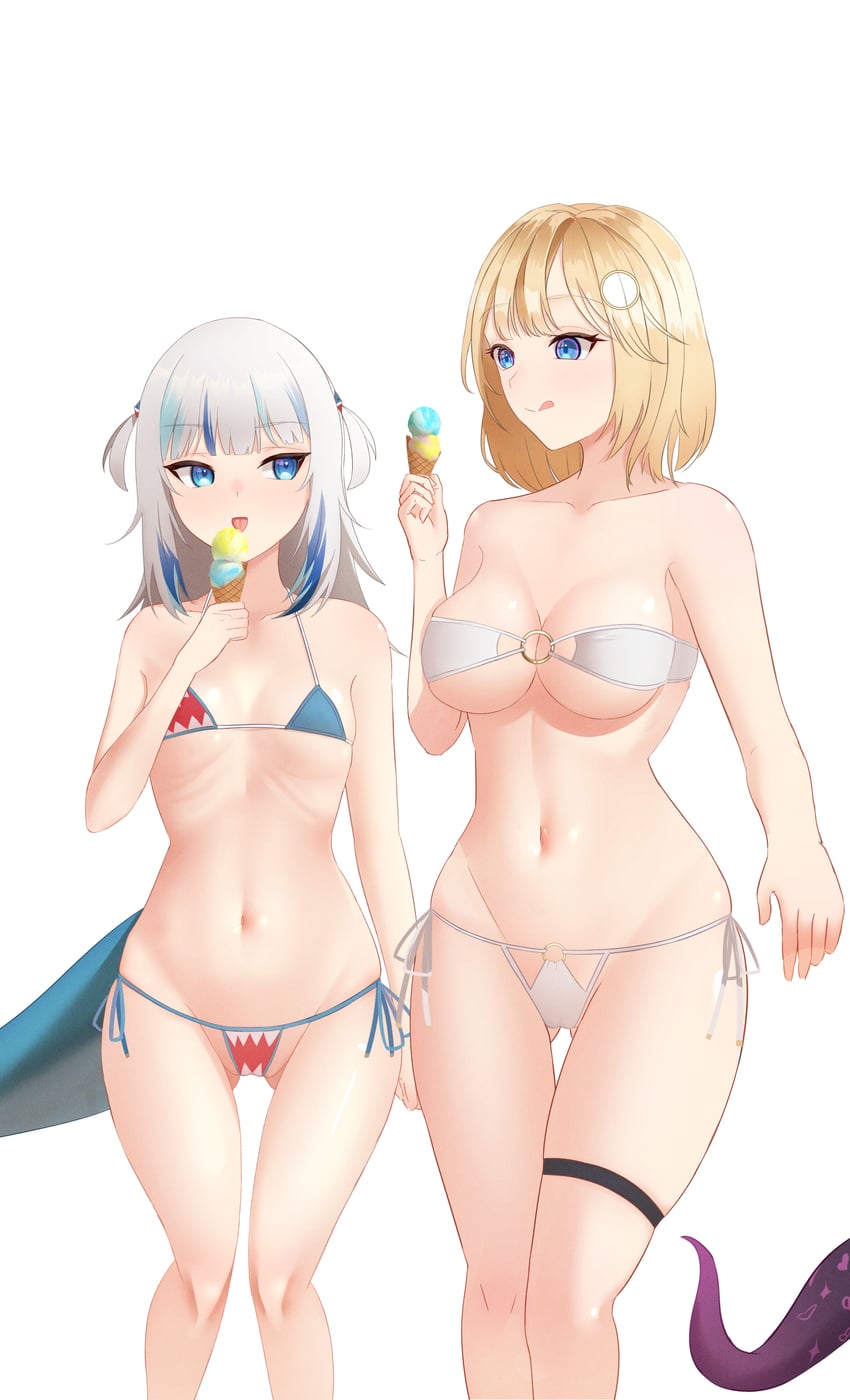 gawr gura, ninomae ina'nis, and watson amelia (hololive and 1 more) drawn by purewhite_draw