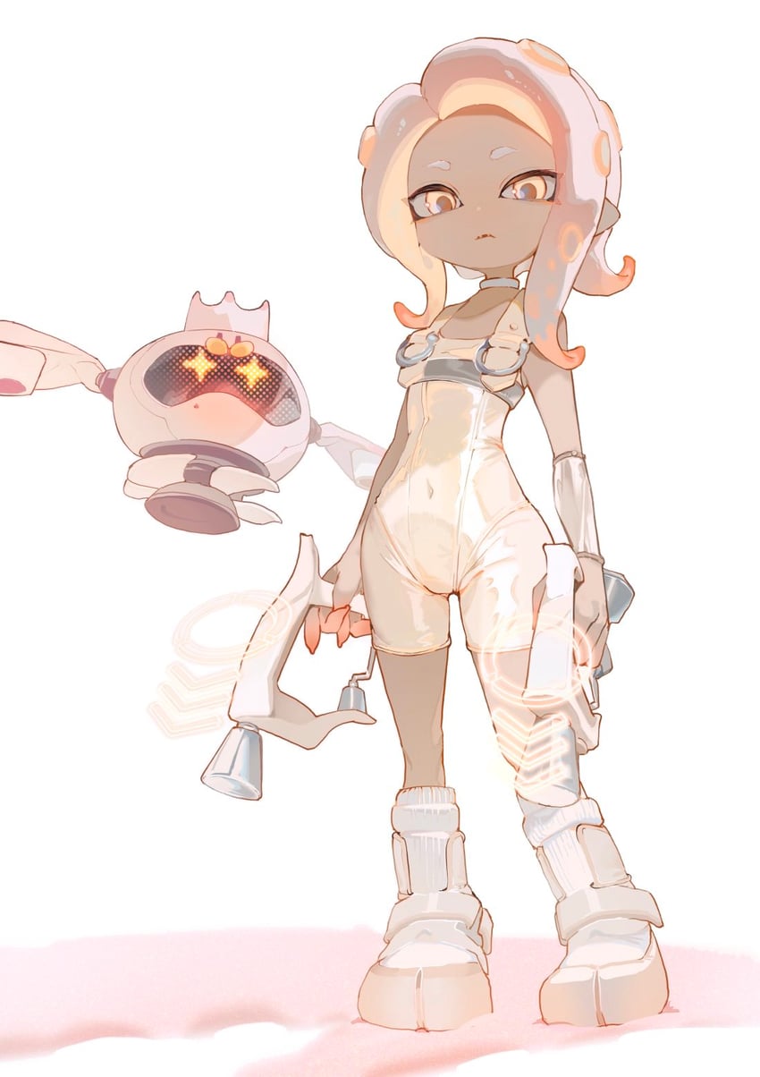 octoling player character, octoling girl, pearl, agent 8, and pearl drone (splatoon and 2 more) drawn by shima_(5p6p7p)