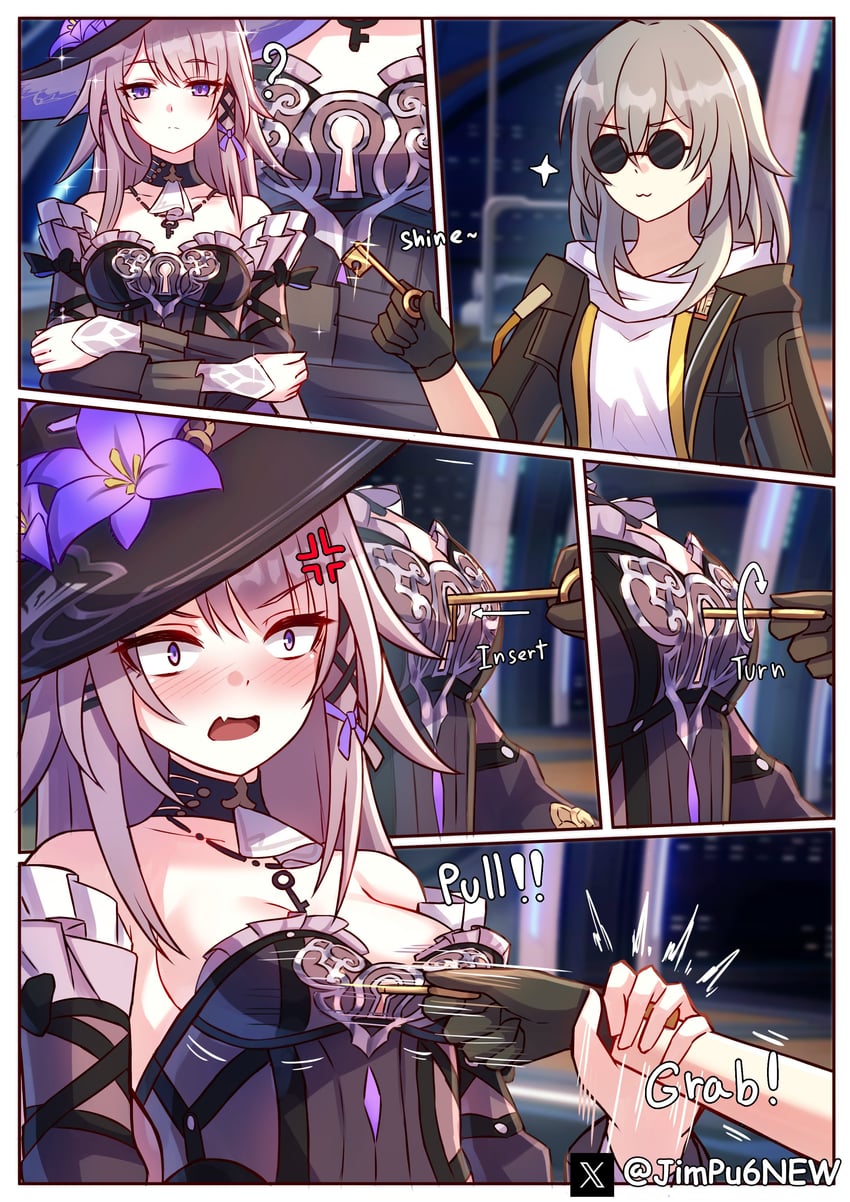trailblazer, stelle, herta, and the herta (honkai and 1 more) drawn by jimpu6