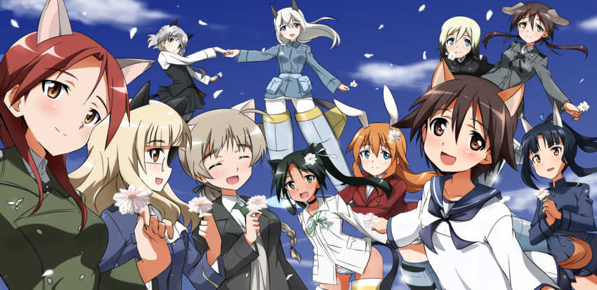 sanya v. litvyak, eila ilmatar juutilainen, miyafuji yoshika, erica hartmann, gertrud barkhorn, and 6 more (world witches series and 1 more) drawn by tokiani