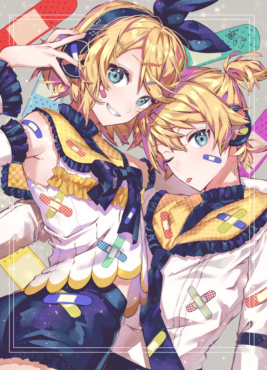 kagamine rin and kagamine len (vocaloid) drawn by fujimi_nanna