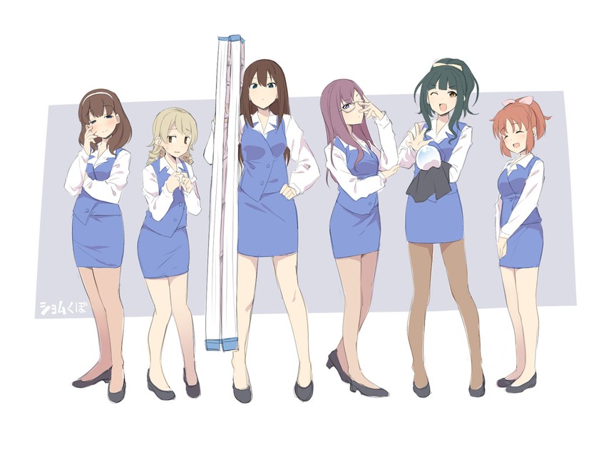 shibuya rin, morikubo nono, sakuma mayu, abe nana, yagami makino, and 1 more (idolmaster and 2 more) drawn by uccow