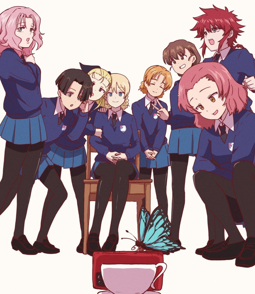 darjeeling, orange pekoe, rosehip, assam, rukuriri, and 3 more (girls und panzer) drawn by yuvalainen