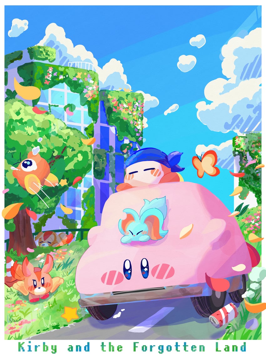 kirby, bandana waddle dee, elfilin, waddle doo, morpho knight, and 2 more (kirby and 1 more) drawn by omame_sakana