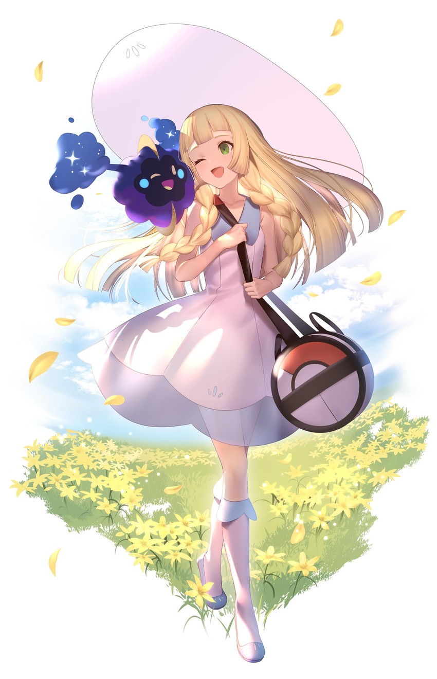 lillie and cosmog (pokemon and 1 more) drawn by mashima_saki_(mashimasa)
