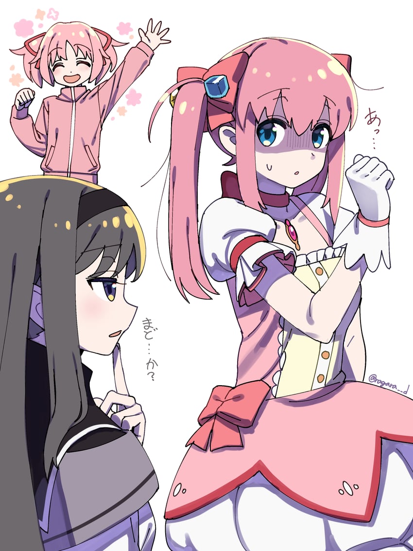 akemi homura, kaname madoka, and gotoh hitori (mahou shoujo madoka magica and 1 more) drawn by paisen