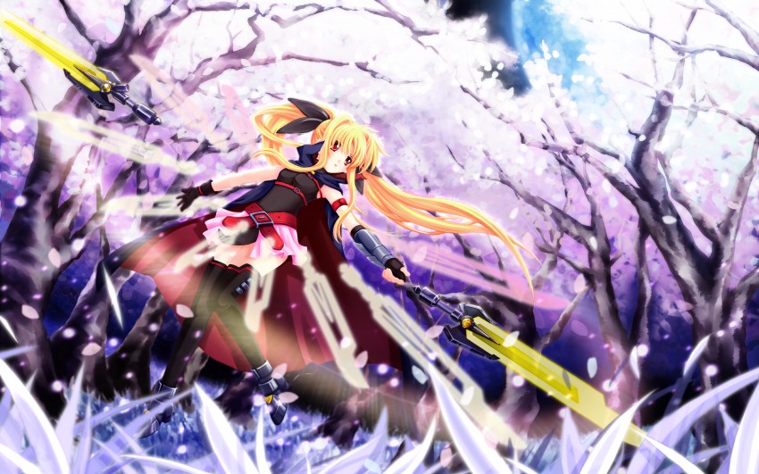 fate testarossa and bardiche (lyrical nanoha and 3 more) drawn by amber_(nickynike)