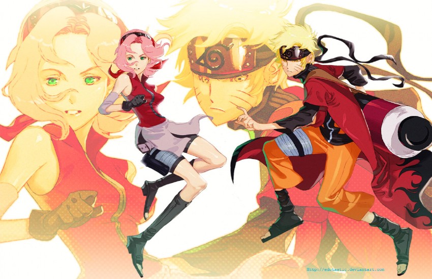 haruno sakura and uzumaki naruto (naruto and 1 more) drawn by eduardo_avenir_ii