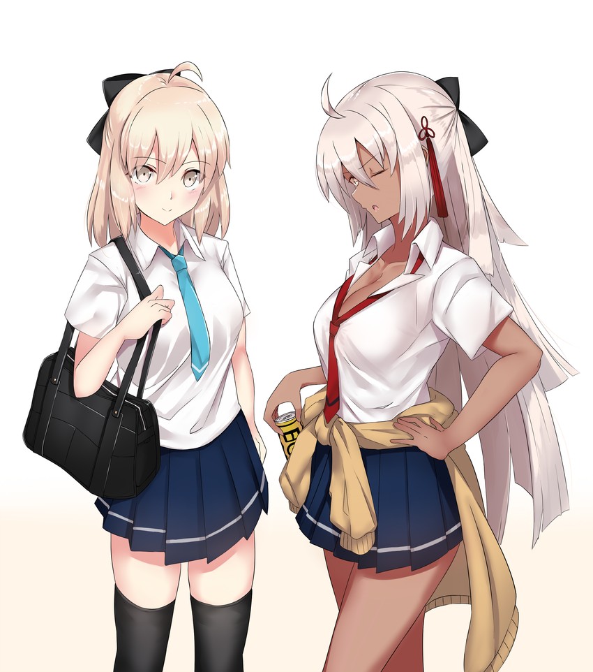 okita souji and okita souji alter (fate and 1 more) drawn by i.f.s.f