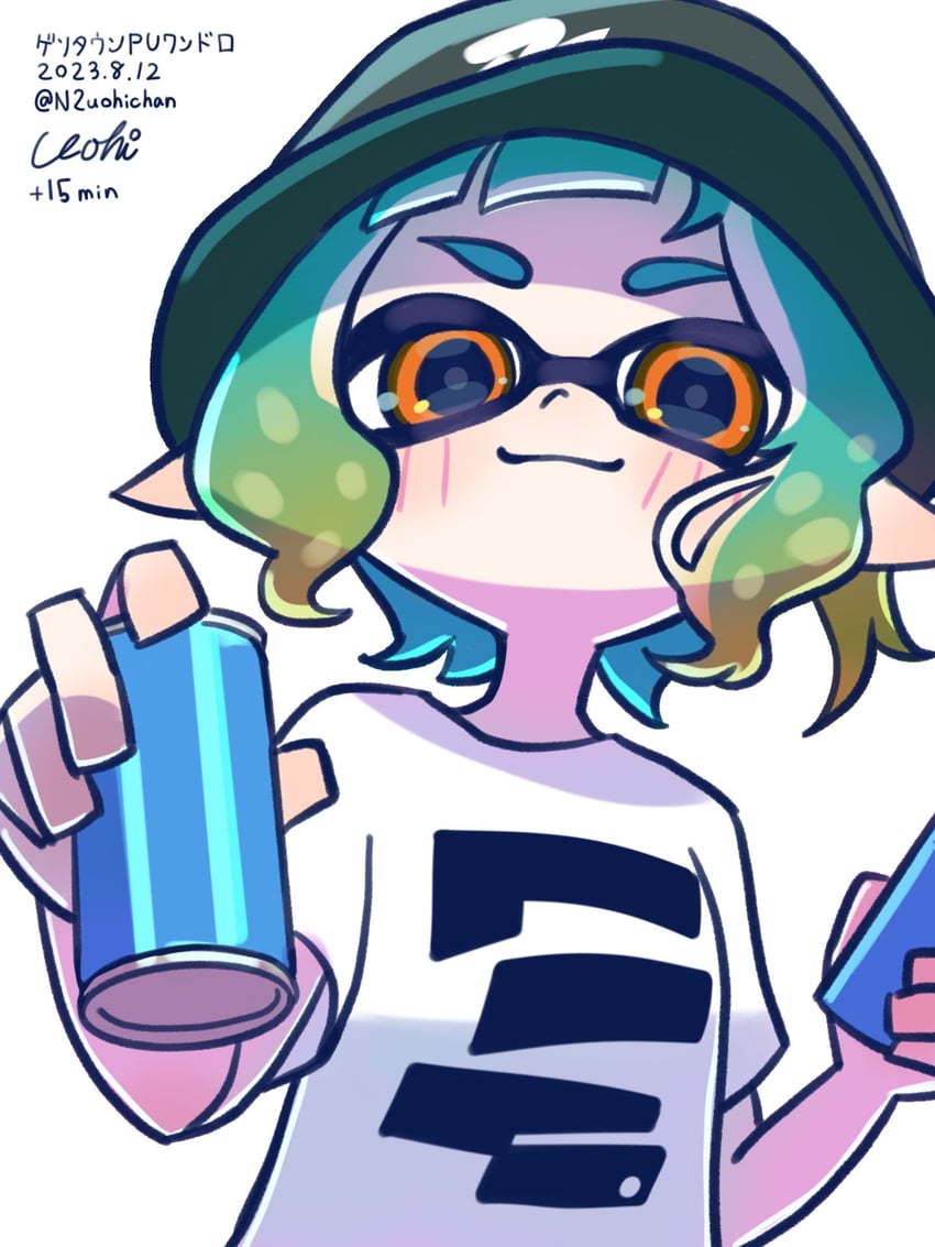 inkling player character and inkling girl (splatoon and 1 more) drawn by n2uohichan