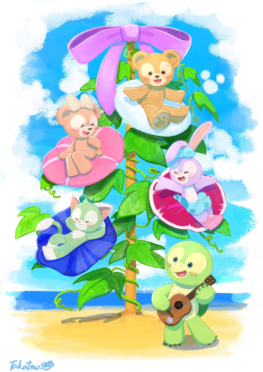 duffy the disney bear, shelliemay, stellalou, gelatoni, and olu mel (duffy and friends) drawn by takatmaorange