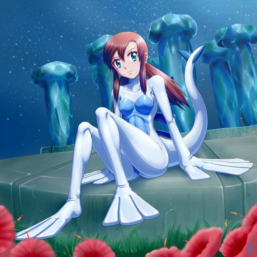 lugia and melody (pokemon and 1 more) drawn by aozame_takao