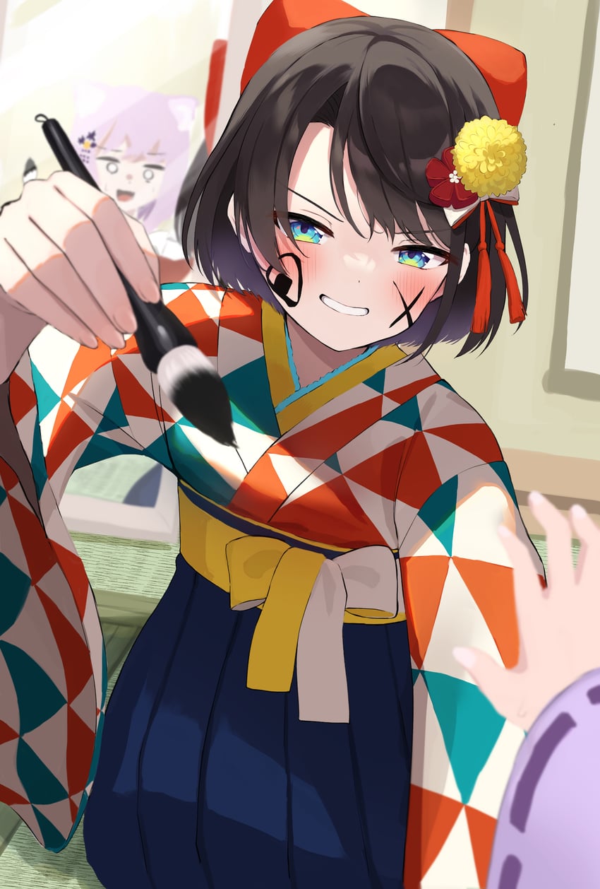 nekomata okayu and oozora subaru (hololive) drawn by shumpi